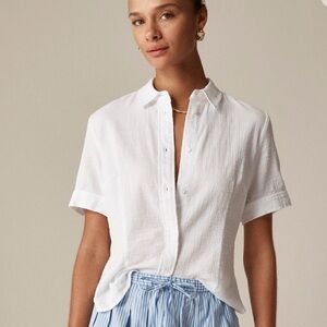 J. Crew White Short Sleeve Blouse